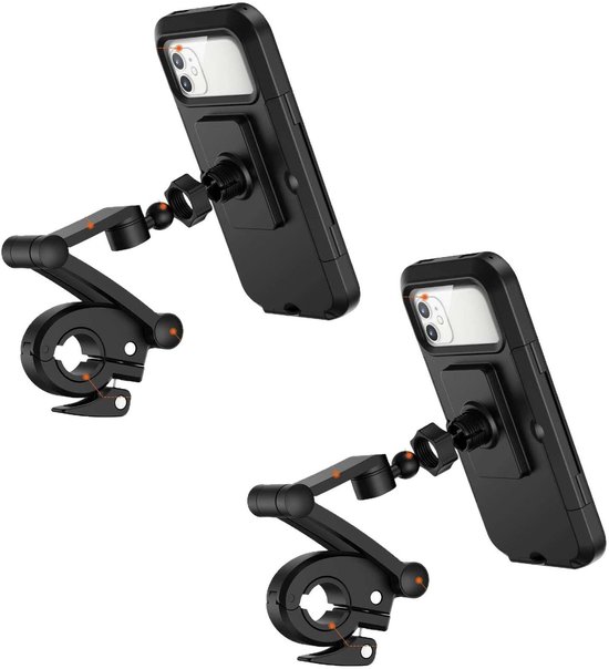 2-teilige Handyhalterung Für Fahrräder, Nylon, Höhenverstellbar, 360° Drehbar – Geeignet Für Motorräder, Fahrräder, Laufbänder Und Kinderwagen – Schwarz