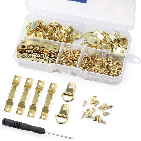 Fotohaken - Nagellose Fotohaken - Fotorahmen-set Mit Box (251, Gold)
