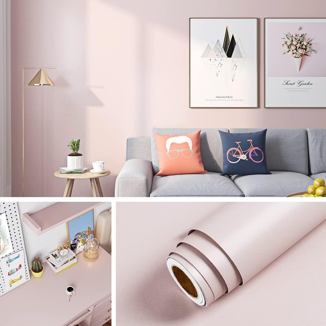 Pastellrosa Tapete – Selbstklebend – Hellrosa – Wasserfest – 15,8 X 78,8 Cm – Abnehmbar – Rosa – Mädchenhafte Tapete Fürs Schlafzimmer