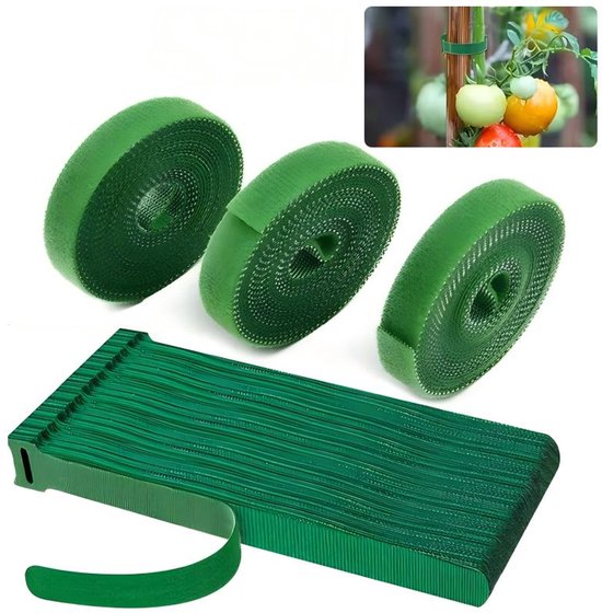 Wiederverwendbares Klettband-set Zur Pflanzenbefestigung – 50 Blatt & 3 Grüne Rollen
