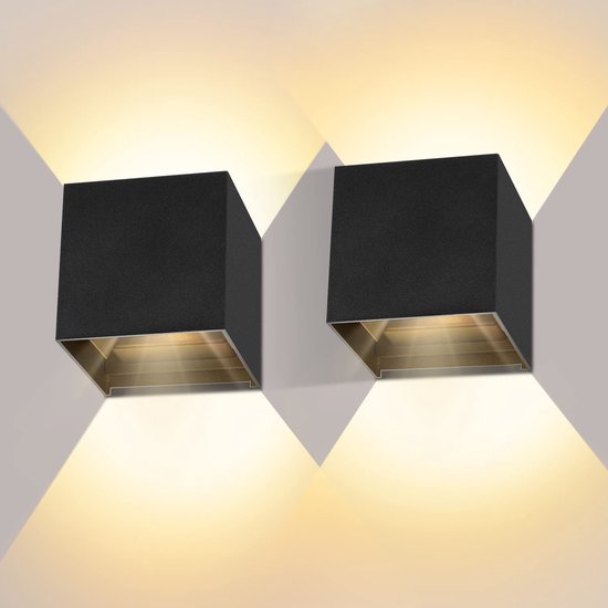 Zweiteilige Wandleuchte, Würfelleuchte, Für Den Innen- Und Außenbereich, Schwarz, Industriestil, Led-licht, 10 X 10 Cm, 12 Watt