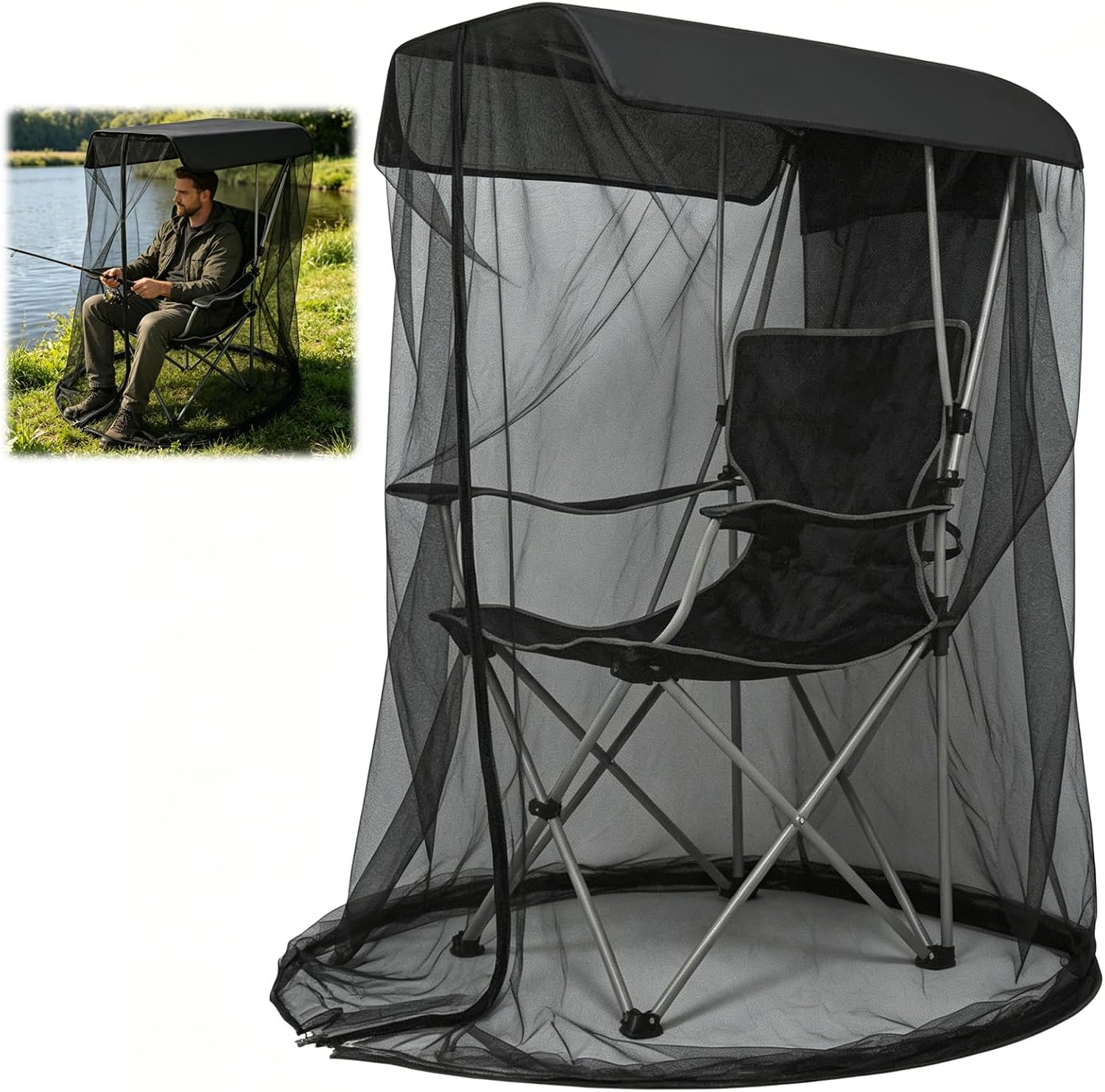 Wasserdicht – X Cm 81 Netz Für Und (89 Cm) Nicht (160 Mit Netzdach Hoch) Stuhl Schwarzer Baldachin Reißverschluss Stühle Angeln Camping Moskitosicher Geeignet