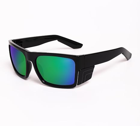 Schutzbrille Für Herren – Klassisches Quadratisches Modell – Uv400-schutz – Mit Abnehmbaren Seitenschilden – Grüne Beschichtung