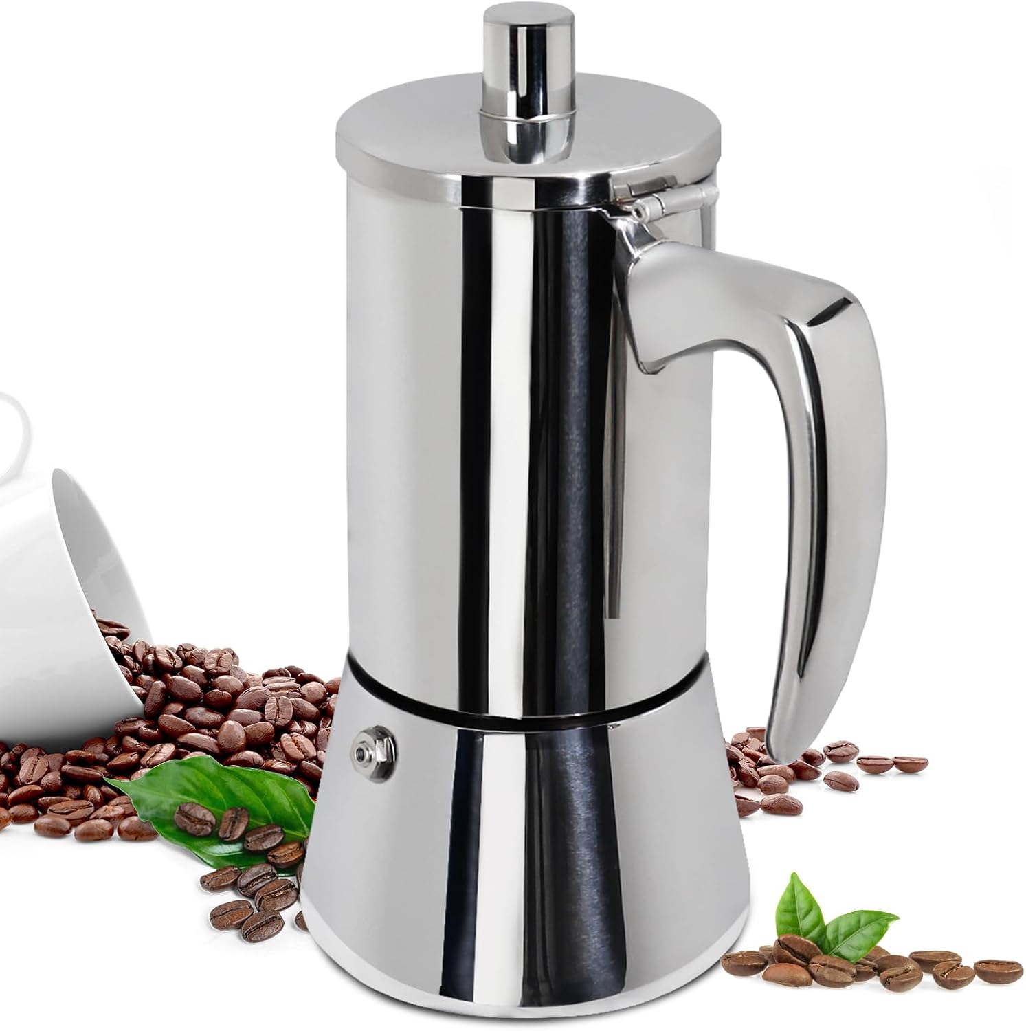 300 Ml Mokkakanne (6 Tassen) Aus Edelstahl 304 – Italienische Espressomaschine, Geeignet Für Induktionsherde, Tragbar Und Einfach Zu Bedienen