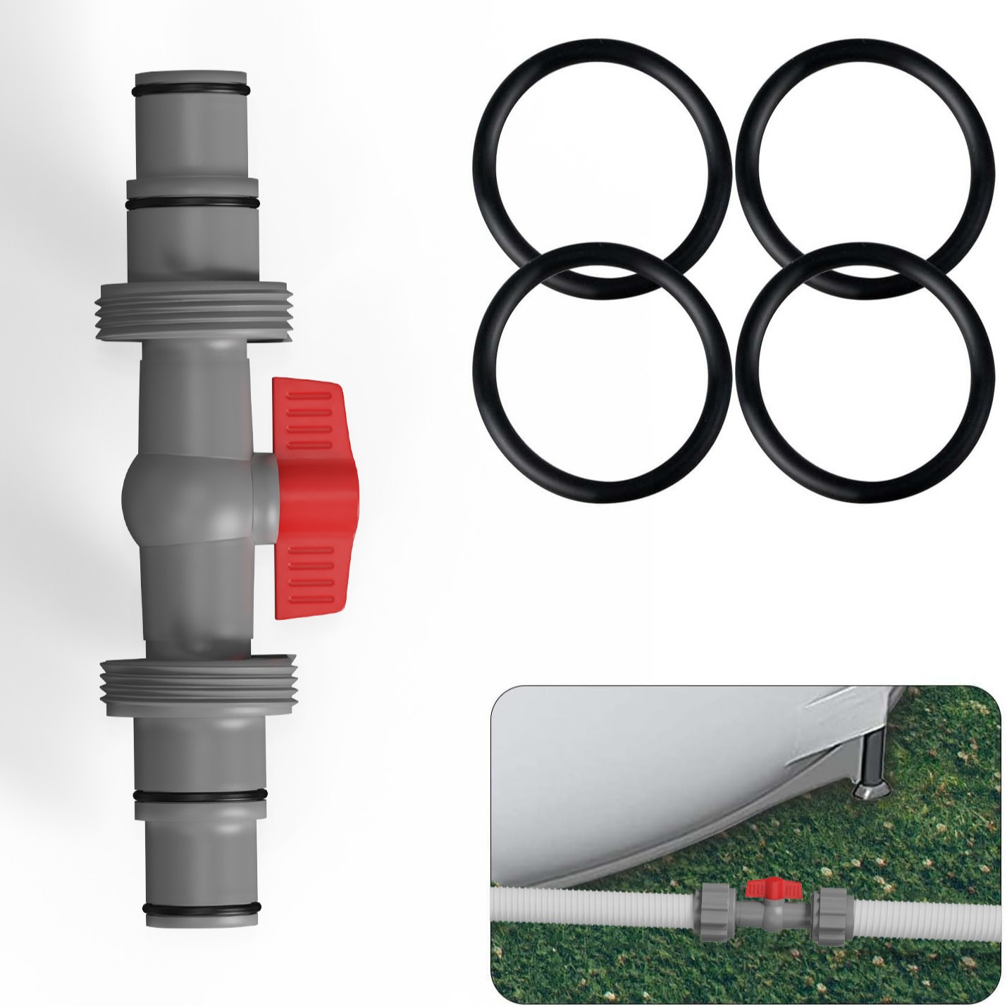 T-förmiger Poolschlauchverbinder (1,5 Zoll Auf 1,5 Zoll), Doppelt Auslaufsicherer Poolschlauchadapter Für Aufstellpools Und Poolfilter