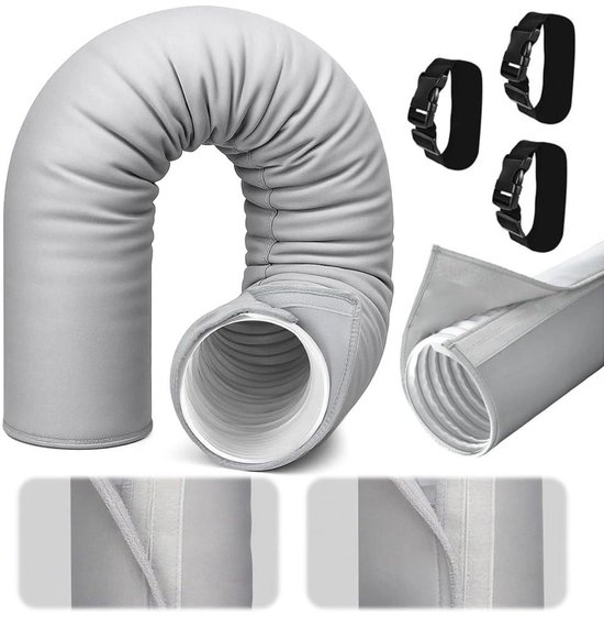 150 X 53 Cm Grauer Klimaanlagenschlauchschutz - Mit Clips