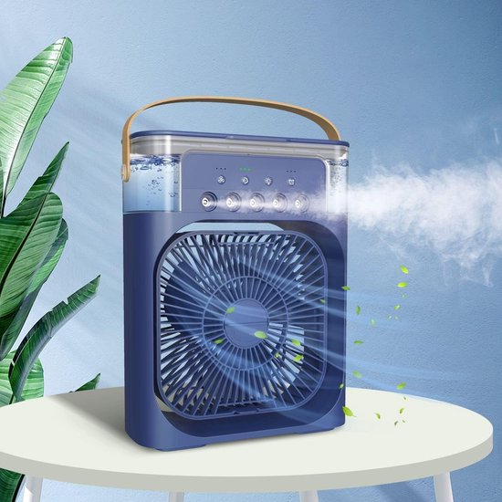 Tragbarer Usb-mini-klimagerät, Luftbefeuchter, 7-farbige Led, Blau
