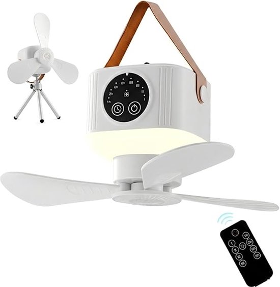 Tragbarer Deckenventilator Mit Licht, Wiederaufladbarem 7200-mah-akku, Fernbedienung