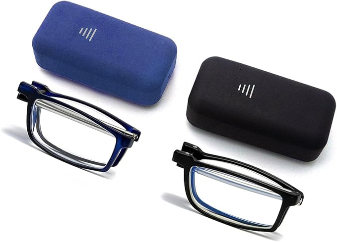 Zwei Paar Faltbare Lesebrillen, Mit Hartschalenetui, Unisex, Tragbar Und Kompakt, Faltbares Design, Ein Unverzichtbares Reiseaccessoire.