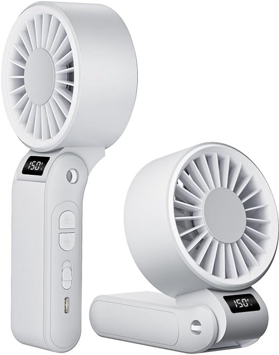 Mini-ventilator – Stufenloser 150°-turbinenlüfter – Led-anzeige – Faltbar – Tragbar Und Leicht – 3000-mah-akku – Usb-c-ladeanschluss – Weiß