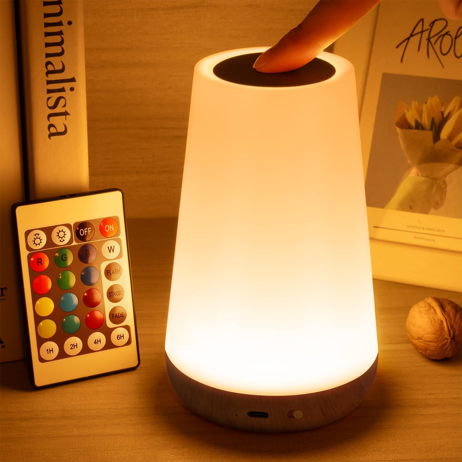 Nachtlicht Mit 13 Farben, Rgb-tisch-/nachttischlampe Mit Fernbedienung Und Touch-dimmfunktion, Usb-wiederaufladbar