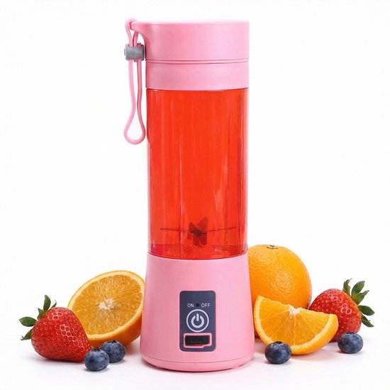 Tragbarer Mixer – Ideal Für Smoothies Und Milchshakes – 380 Ml, Wiederaufladbar – Perfekt Für Sport, Arbeit Und Reisen – Pink