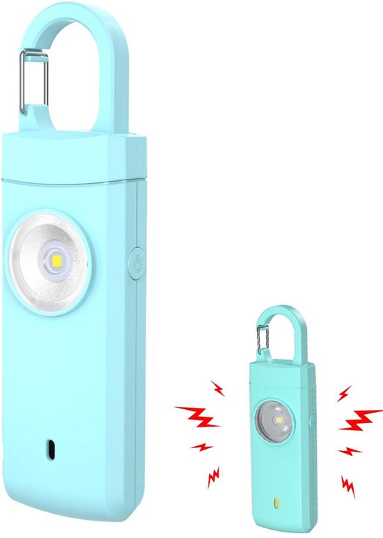 Persönlicher Sicherheitsalarm-schlüsselanhänger Mit 130 Db Und Blinkendem Notlicht – Blau
