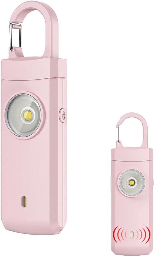 2er-pack Persönlicher Alarm-schlüsselanhänger (130 Db) – Mit Licht – Schwarz/pink