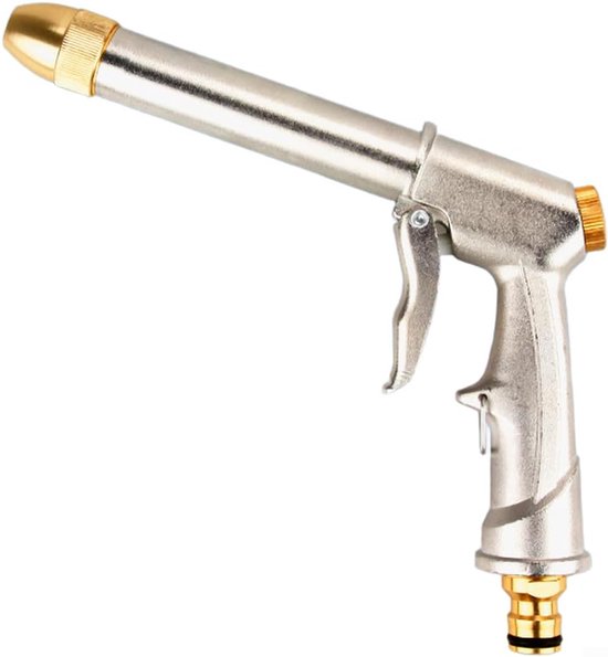 Metallene Hochdruck-wasserpistole - Zum Autowaschen, Pflanzengießen - 360° Drehbare Düse - Multifunktionswerkzeug 18 Cm (silber).