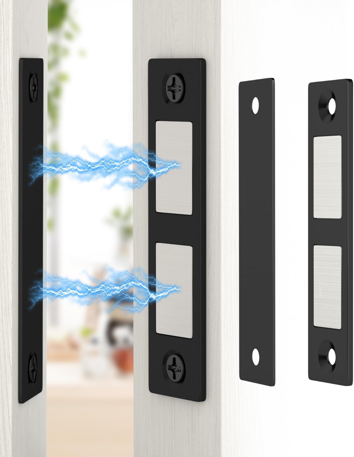 Magnetische Schranktürschlösser, 2er-pack, Geeignet Für Schranktüren, Schiebetüren, Küchenschränke, Schubladen Und Möbel, Schwarz.