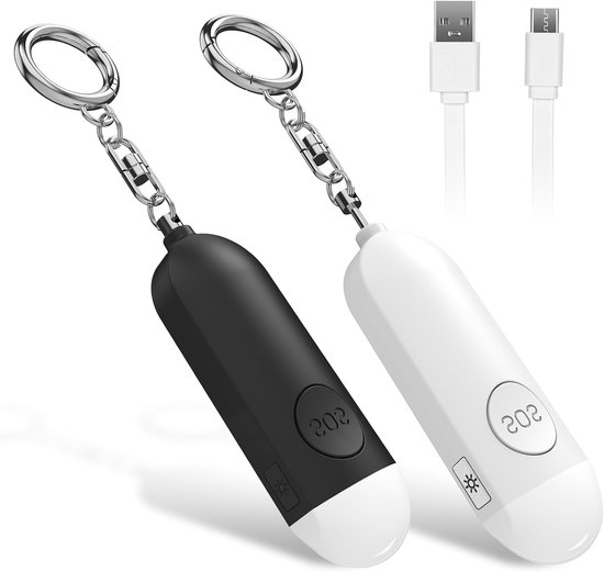 2er-pack 140-db-personenalarm – Mit Led Und Schlüsselanhänger – Wiederaufladbar Über Usb-c