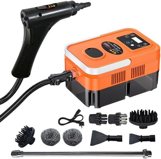 Dampfreiniger, 3500w Multifunktionaler Leistungsstarker Dampfreiniger Mit 3 Bürstenköpfen, 1200ml Wassertank, 3 Bar Hochdruck-dampfreiniger (orange).