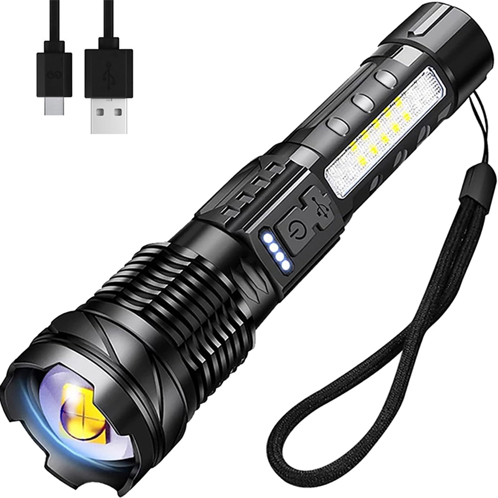 Leistungsstarke, Wiederaufladbare, Superhelle Led-taschenlampe Mit 6 Leuchtmodi, Wasserdicht Und Zoombar, Für Notfälle, Zuhause, Camping Und Wandern