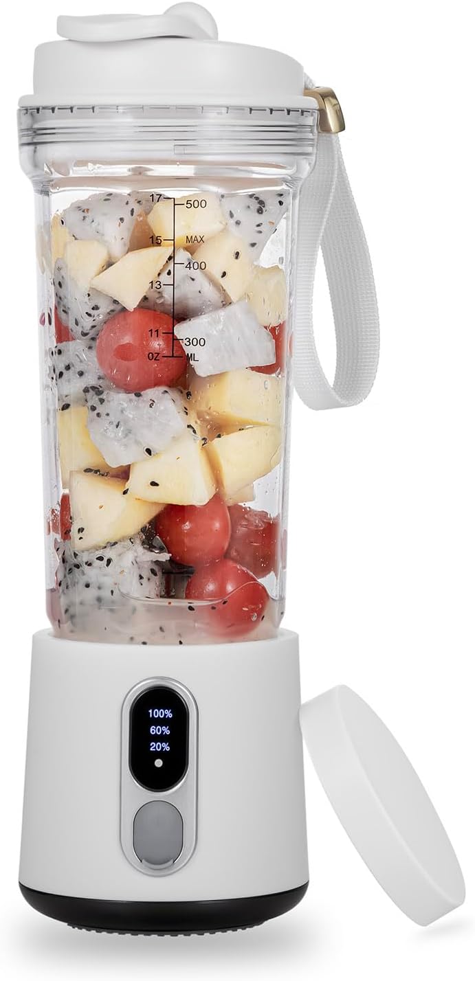 Tragbarer Mixer – 500 Ml – Usb-c-akku (4000 Mah) – 6 Edelstahlklingen – Kabellos – Mini-mixer Für Unterwegs – 500 Ml