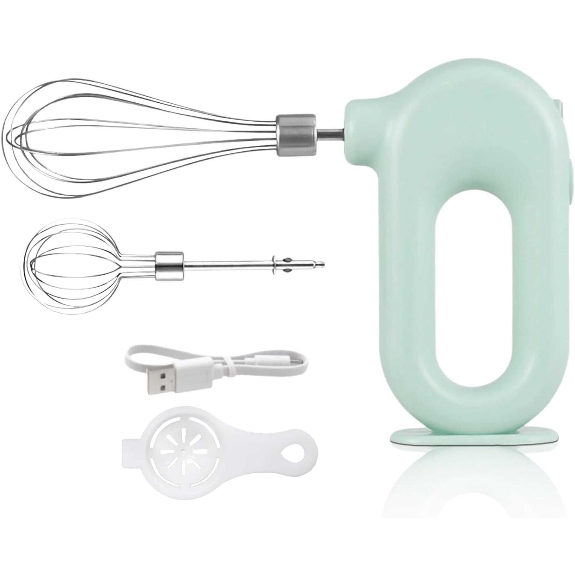 Elektrischer Handmixer Mit 4 Geschwindigkeitsstufen, Mini-elektromixer Mit 4 Einstellbaren Geschwindigkeitsstufen, Kabellos, Usb-wiederaufladbar, Tragbarer Handmixer, 1500-mah-eierquirl (grün)