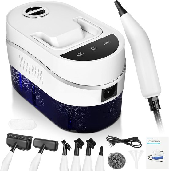 Hochdruck-dampfreiniger – 3,5 Bar – 15 Sekunden Aufheizzeit – 2500 W – 1,2-liter-tank – 8 Zubehörteile – Für Küche, Auto, Haushalt Und Büro – Mit Blauem Licht Und Antibakterieller Wirkung
