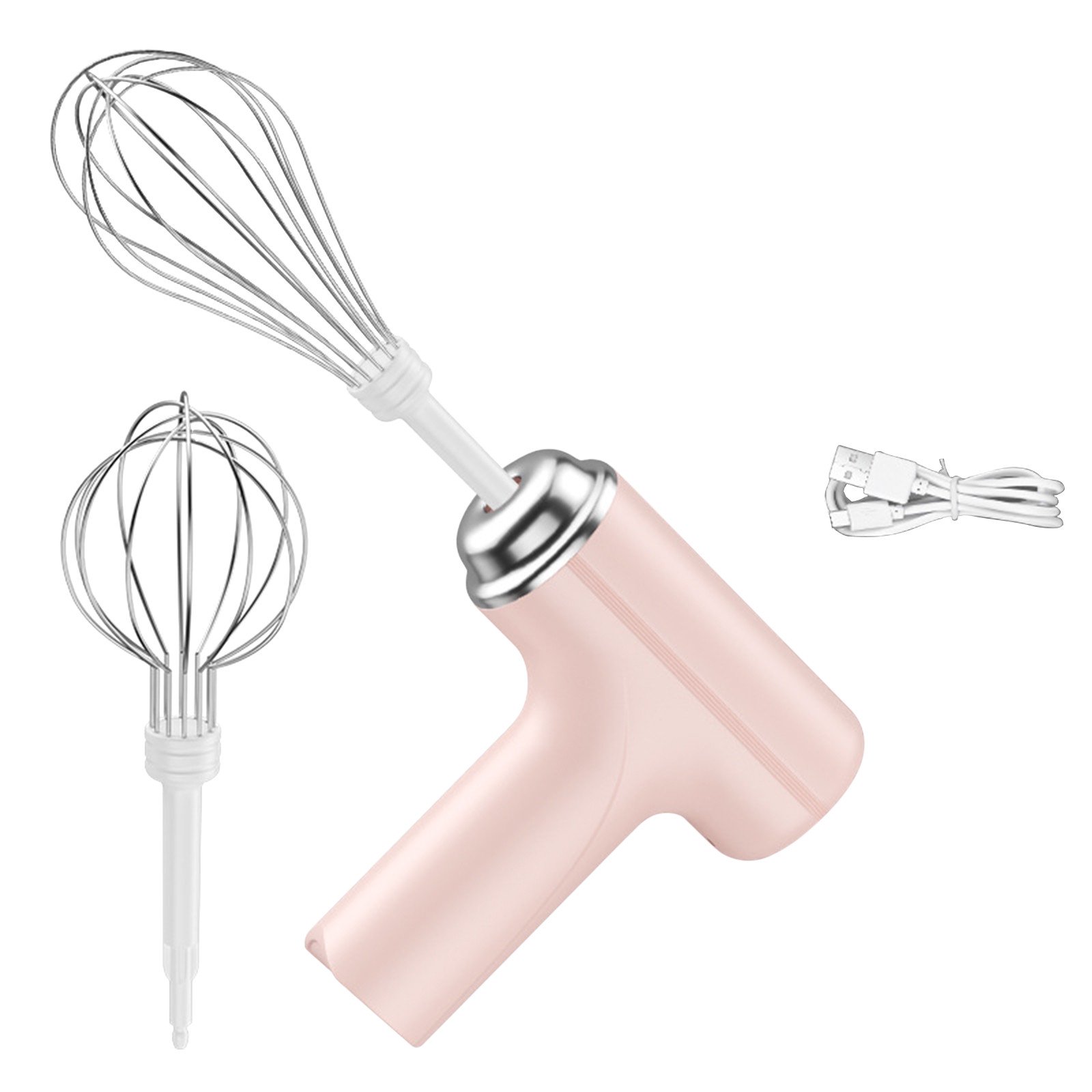 Elektrischer Handmixer Mit Drei Geschwindigkeitsstufen, Ausgestattet Mit Zwei Abnehmbaren Edelstahl-schneebesen, Küchenrührbesen Zum Backen, Für Kuchen, Cremes Und Teig - Rosa (185 W)