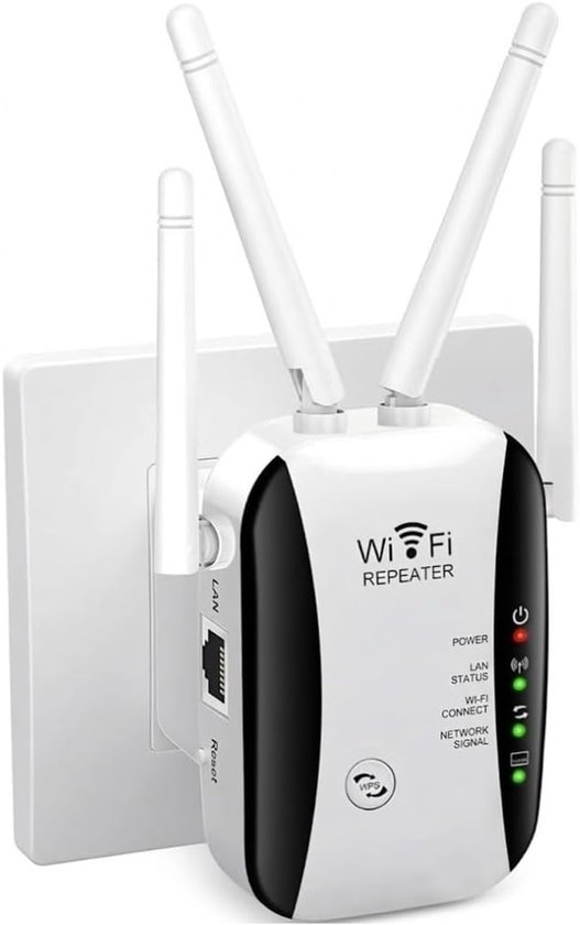 Wlan-verstärker Mit Großer Reichweite, 4 Antennen, Abdeckung 465 M² & 50 Geräte, 2026-wlan-repeater Mit Ethernet-anschluss, Eu-stecker, Weiß