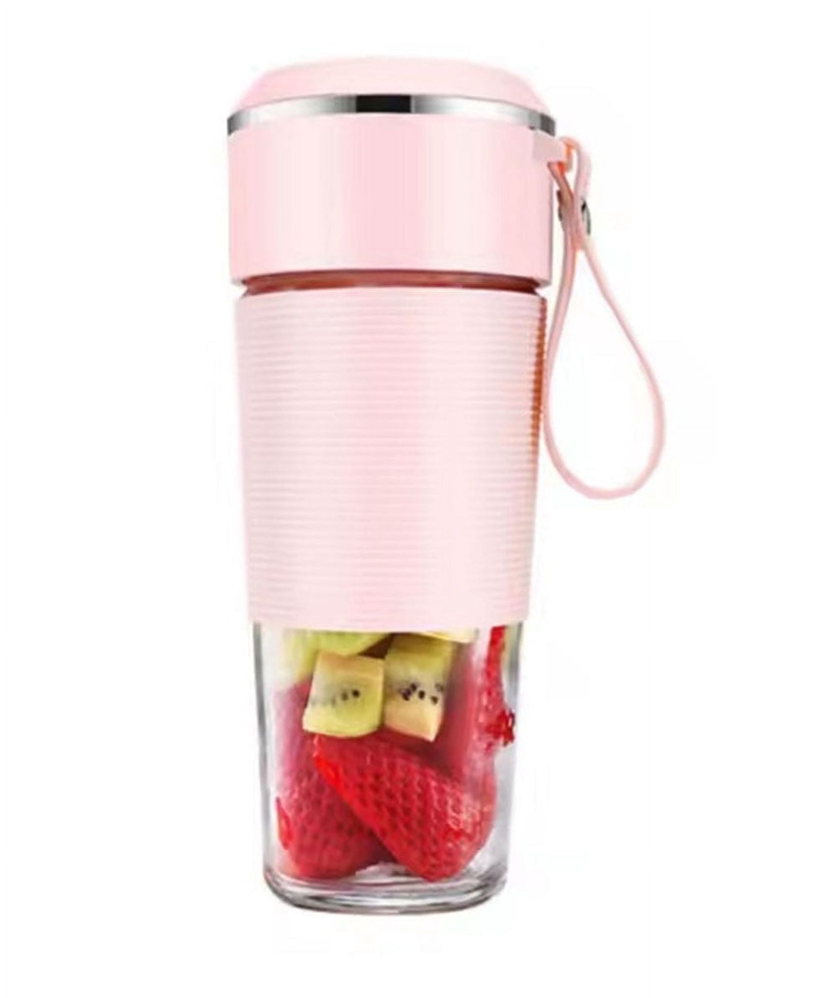 Tragbarer Entsafter-mixer Mit 6 Klingen, Eiscrush-funktion Und Usb-ladefunktion, Rosa.