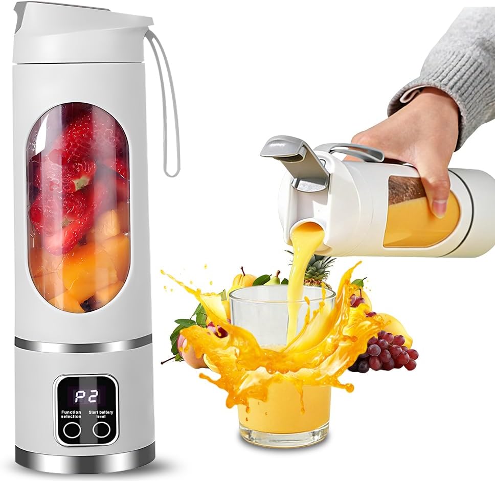 Tragbarer 500-ml-mixer, Tragbar, Pink, Für Shakes, Küchengebrauch, Smoothie-maker Für Unterwegs Mit Digitalanzeige, Elektrischer Usb-entsafter Mit 16 Klingen