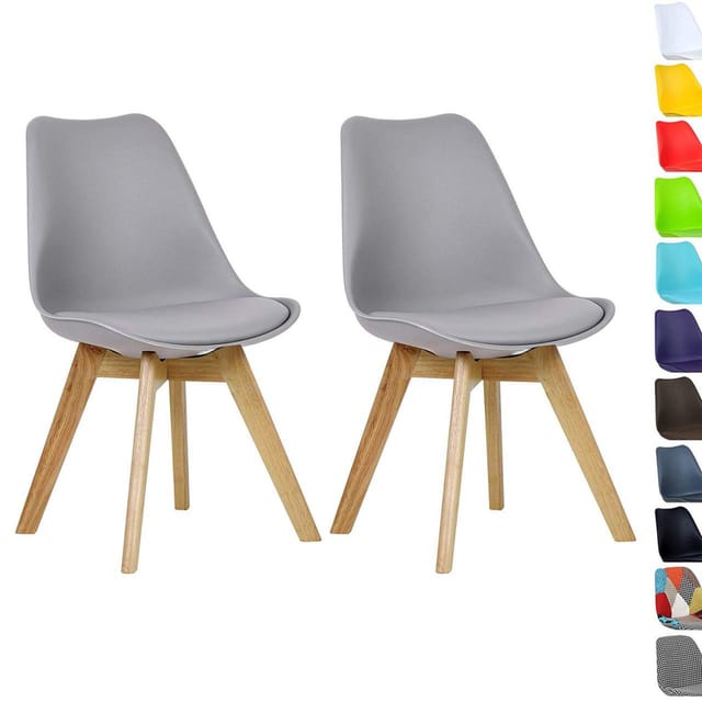 2 x Esszimmerstühle 2er Set Esszimmerstuhl Design Stuhl Küchenstuhl Holz, Grau - Woltu