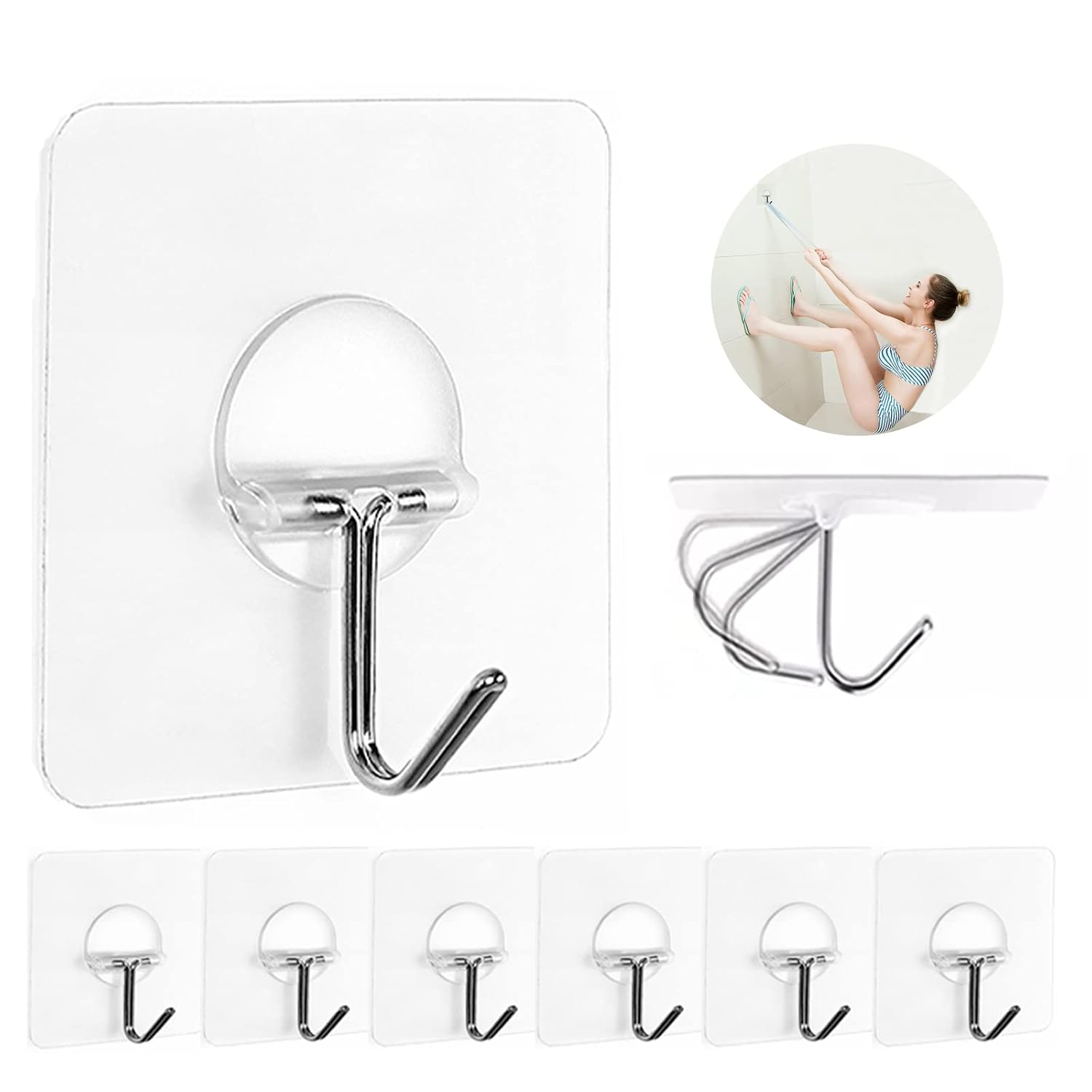 Transparente, Nahtlose Kleiderhaken (max. 13 Lb), Wasserfest Und Ölbeständig, Robuste, Selbstklebende Haken Für Bad Und Küche, 8er-pack