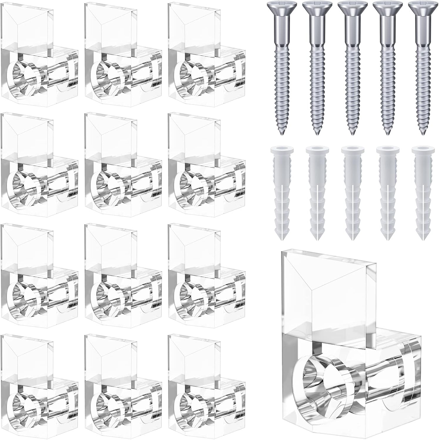 50-teiliges Brillenrahmen-clip-set, Durchsichtige Kunststoff-brillenclips, Spiegelclip-glasbefestigungsset, Spiegelaufhängeset Mit Schrauben Und Befestigungsmaterial.