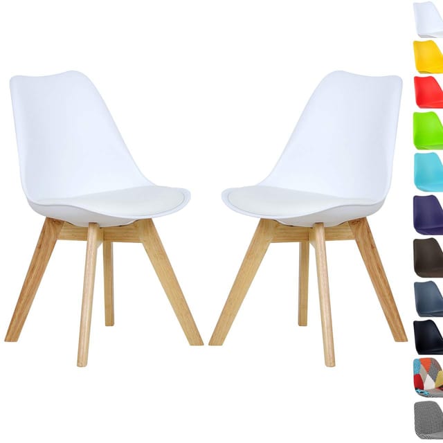 WOLTU 2 x Esszimmerstühle 2er Set Esszimmerstuhl Design Stuhl Küchenstuhl Holz, Weiß