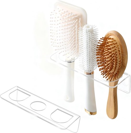 Praktisches Zweiteiliges Kamm-organizer-set, Wandmontiertes Badezimmeraccessoire Aus Acryl, Zur Aufbewahrung Von Haartrocknern Und Haarbürsten.