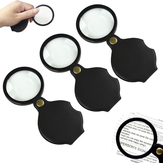 Vergrößerungsgläser, 3er-pack, 10-fache Vergrößerung, Handliche, Faltbare Mini-lesebrille Für Ältere, Sehbehinderte Erwachsene, Linsendurchmesser 70 Mm