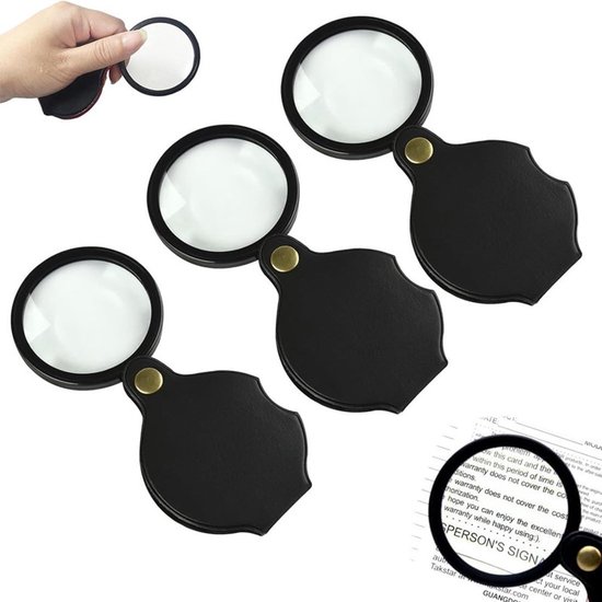 3er-packung 10er-packung Faltbare Taschen-leselupen Für Senioren, 50 Mm, Schwarz