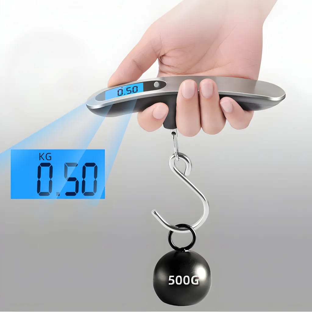 Digitale Gepäckwaage Mit Lcd-display, Fischwaage, Hängewaage, Handwaage, Großes Lcd-display, Reisewaage, Max. Tragkraft 50 Kg, Silber
