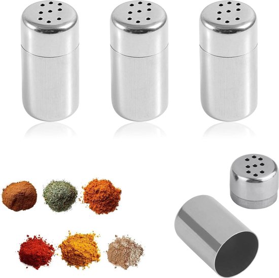4 Mini-salz- Und Pfefferstreuer, Kompakt, Edelstahl, Salz- Und Pfefferstreuer-set, Geeignet Für Verschiedene Gewürze, Tragbar, Camping
