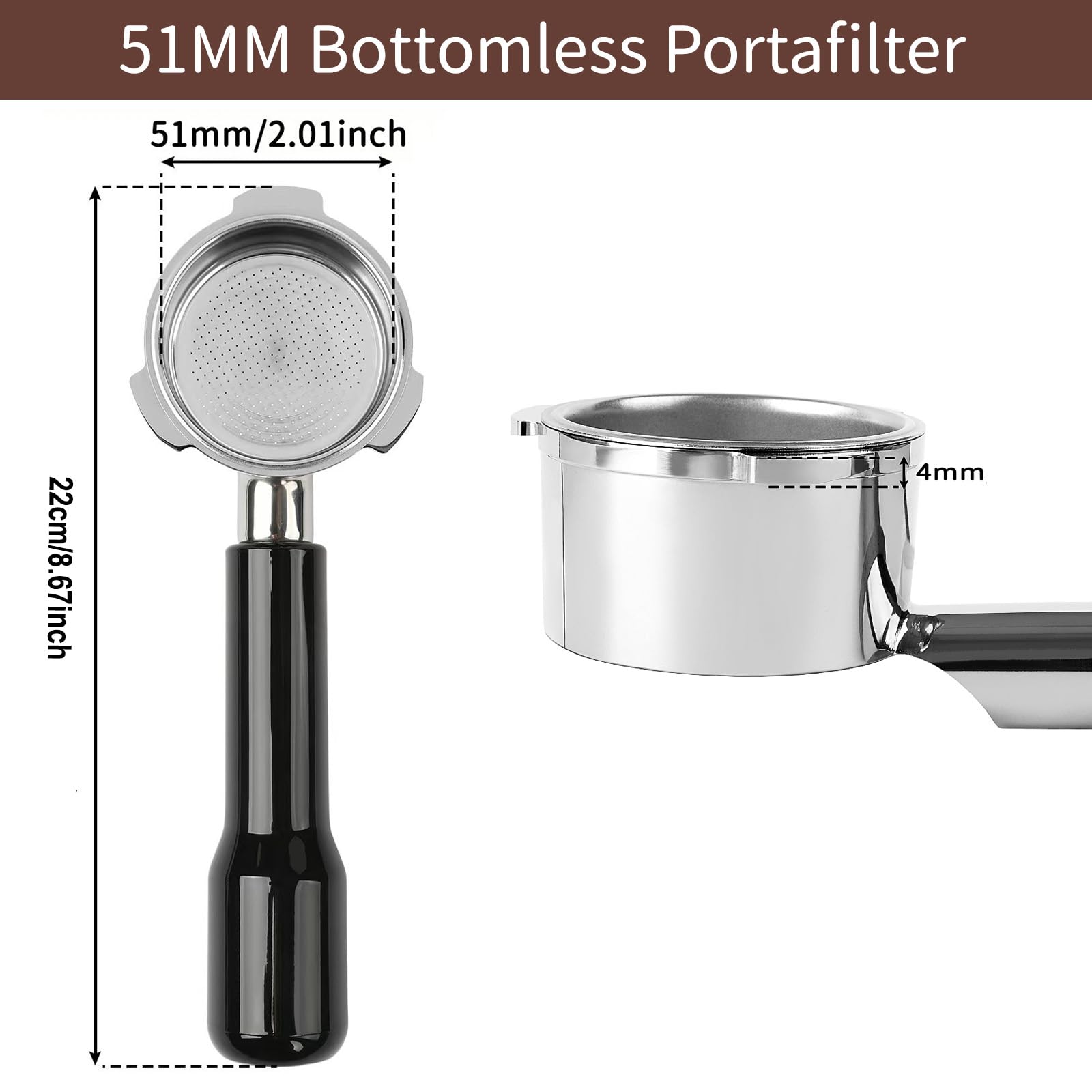 Bodenloser Filter (51 Mm) Cm5418, Filter Mit 3 Nasen Und 51-mm-sieb, Passend Für Casabrews Espressomaschinen Cm5418, 3700essential Und 5418pro