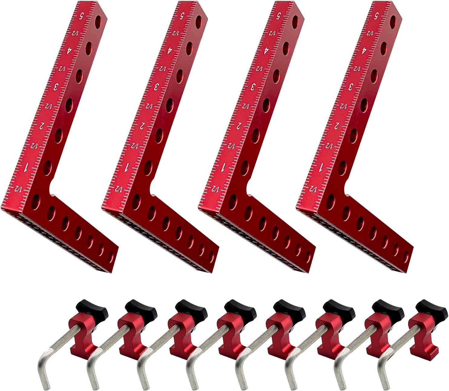 90-grad-positionier-vierkant-holzbearbeitungsklemmen Mit Rechtwinkligem Kopf – 4er-pack – 5,5-zoll-holzbearbeitungsklemmen Aus Aluminiumlegierung Mit Winkel