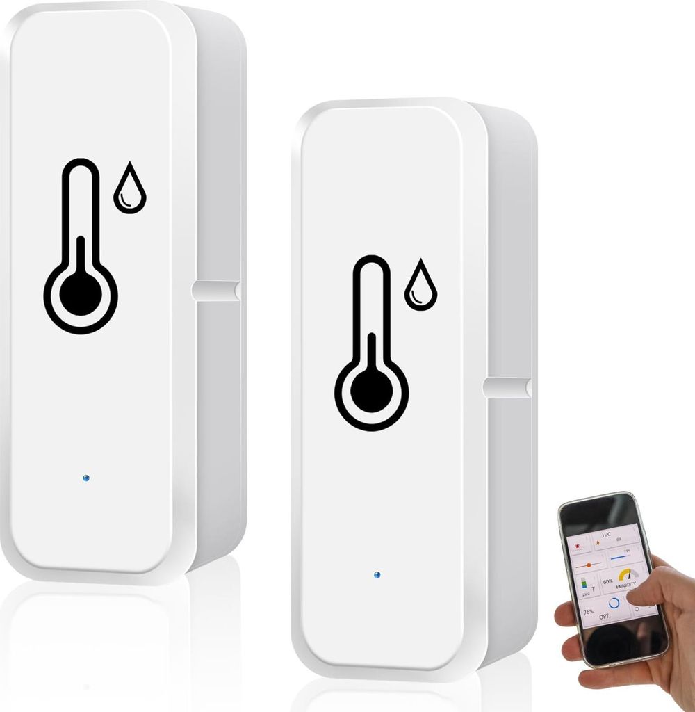 2er-pack Wlan-smart-thermometer, Temperatur- Und Feuchtigkeitssensor, Drahtloser Temperatur- Und Feuchtigkeitssensor