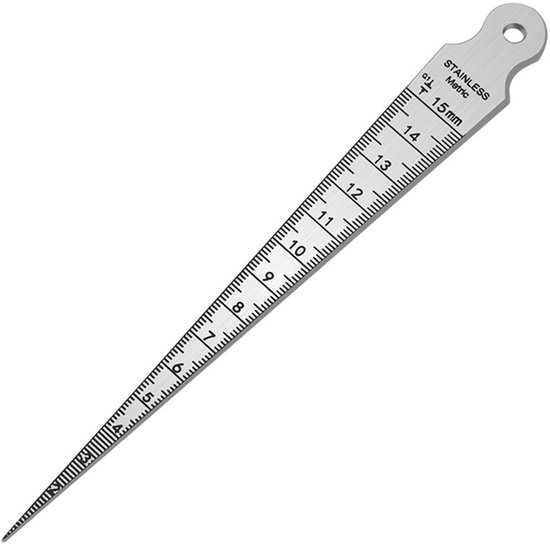 16 X 146 Mm Kegelförmiger Öffnungs- Und Spaltmesslineal Aus Edelstahl
