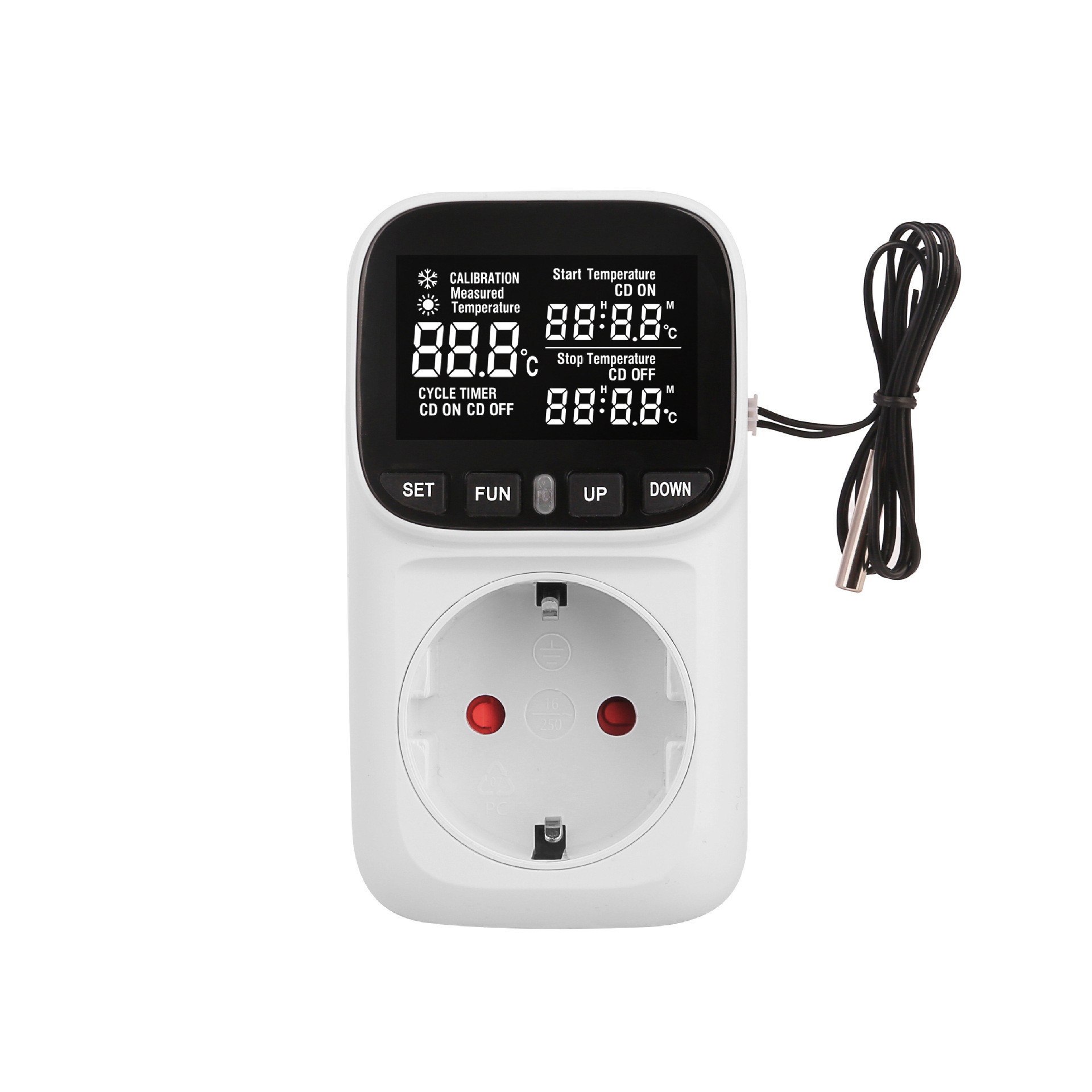 Wandmontierter Temperaturregler – Digitalanzeige – 50 Cm Externer Sensor – Heiz- Und Kühlmodus – Timerfunktion – Plug & Play