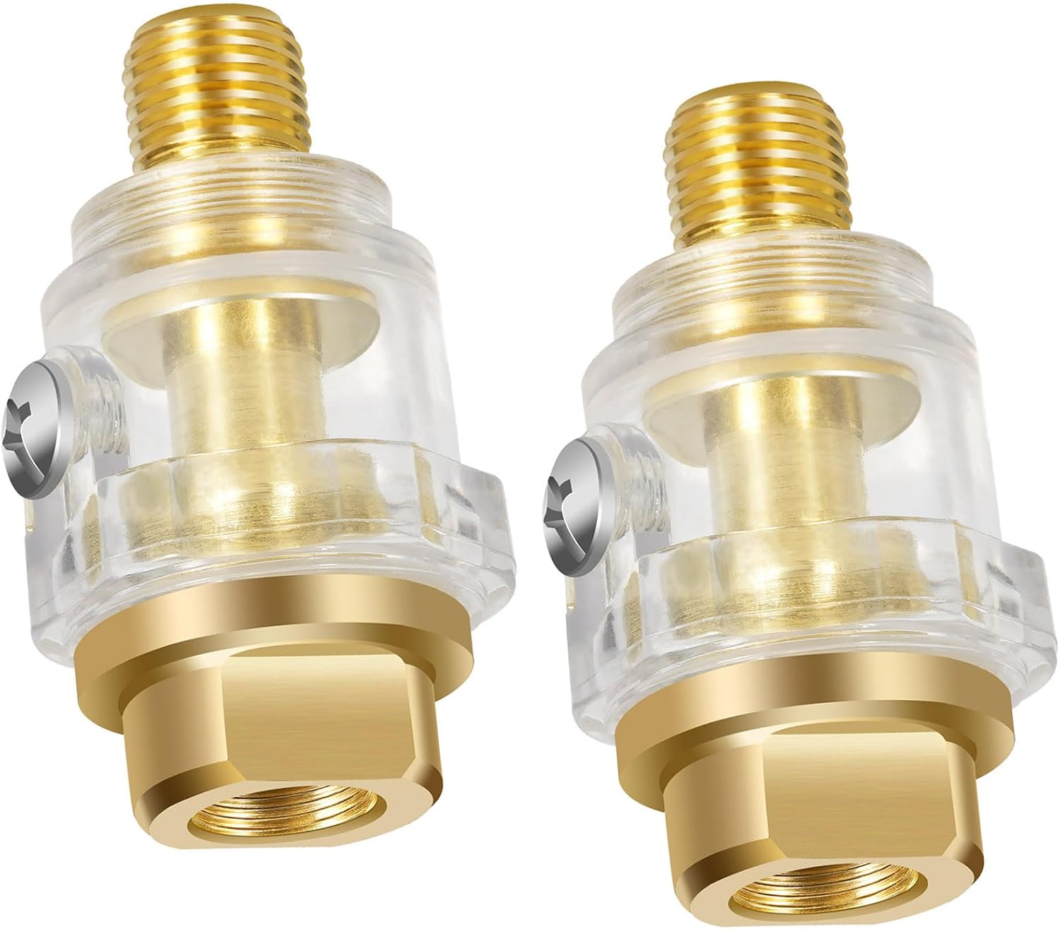 Mini-öler Für Eingebauten Luftkompressor, 1/4 Zoll Automatischer Schmierer, Transparent, Goldmetallic, 2er-pack, 58 Mm Länge, Druckluftwerkzeuge & Luftkompressorleitungen