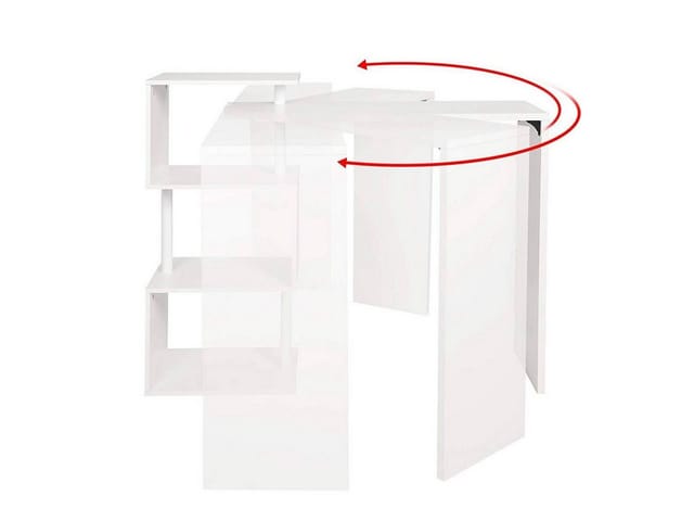 Bartisch Stehtisch Bistrotisch Bartheke Tresentisch, mit 3 Ablageflächen, aus Metall & mdf, drehbar, 134x38x112cm(BxTxH), weiß - Woltu