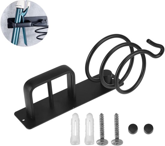 Wandhalterung Für Haartrockner, Glätteisen Und Lockenstab, Spiralorganizer, Ständer Aus Aluminiumlegierung, Schwarz