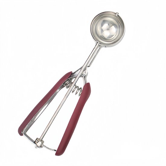 Eiskugelportionierer Aus Edelstahl – Durchmesser: 5 Cm – Länge: 22,5 Cm – Fassungsvermögen: 45 Ml – Auslösemechanismus – Griff – Gebäck, Obst