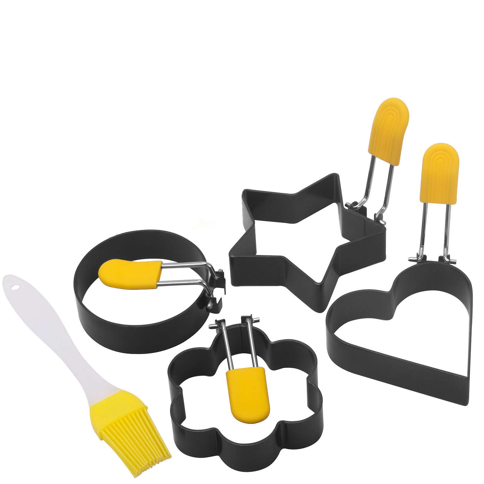 4-teiliges Eierring-set, Antihaftbeschichtete Eierringe, Runde Eierform Mit Hitzebeständigem Silikongriff, Eierform Für Frühstückssandwiches Mit Ölpinsel.