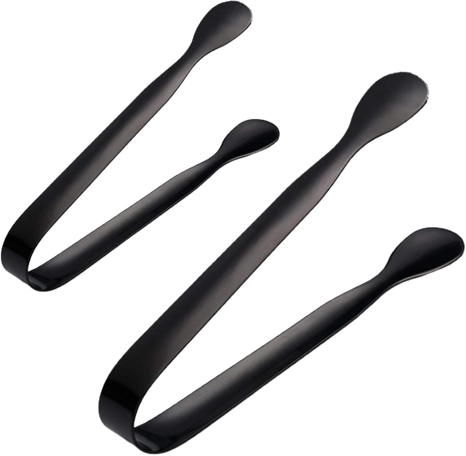 Zwei Schwarze Edelstahl-bonbonzangen, Salat-eiszangen, Hochzeitszangen, Selbstbedienungsgrill, Löffel, Pfannenwender